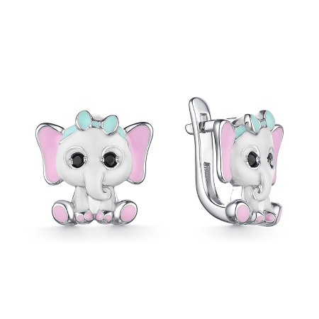 Серебряные cерьги классические с эмалью