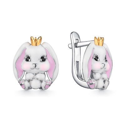 Серебряные cерьги классические с эмалью