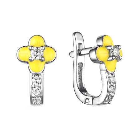 Серебряные cерьги классические с эмалью