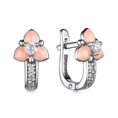 Серебряные cерьги классические с эмалью