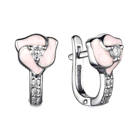 Серебряные cерьги классические с эмалью