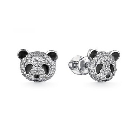 Серебряные cерьги пусеты (гвоздики) с фианитом