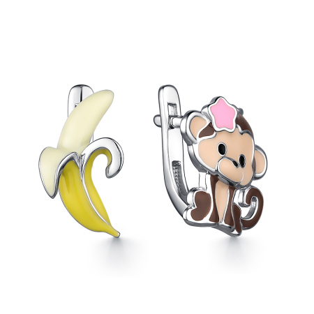 Серебряные cерьги классические с эмалью