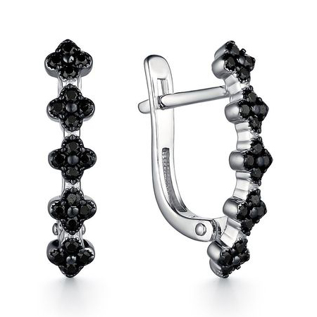 Серебряные cерьги классические с фианитом