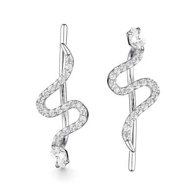 Серебряные cерьги классические с фианитом