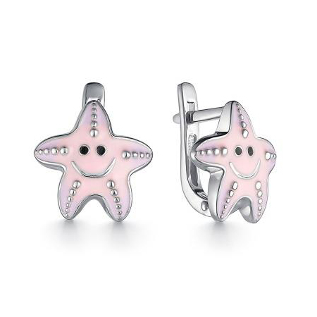 Серебряные cерьги классические с эмалью