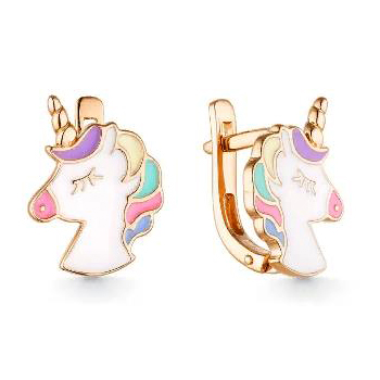 Серебряные cерьги классические с позолотой с эмалью