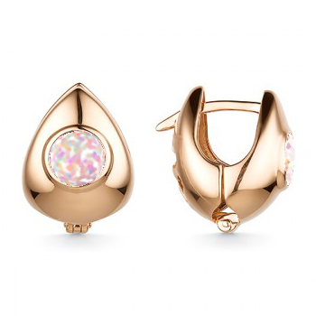 Золотые cерьги классические с опалом