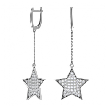 Серебряные cерьги висячие с фианитом