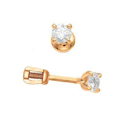 Золотая серьга пусет (гвоздик) с бриллиантом