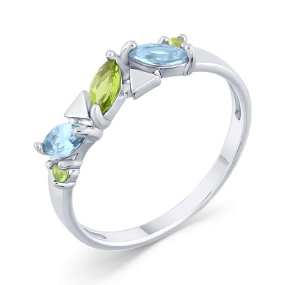 Серебряное кольцо с полудрагоценными камнями