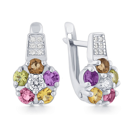 Серебряные cерьги классические с полудрагоценными камнями