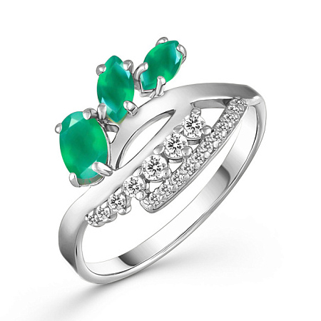 Серебряное кольцо с агатом зеленым
