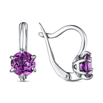 Серебряные cерьги с аметистом