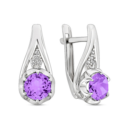 Серебряные cерьги с аметистом
