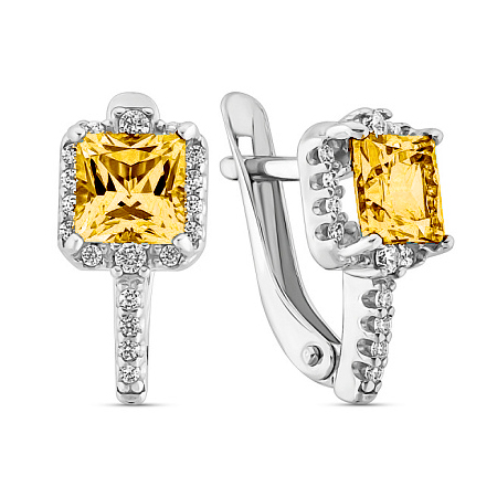 Серебряные cерьги с цитрином