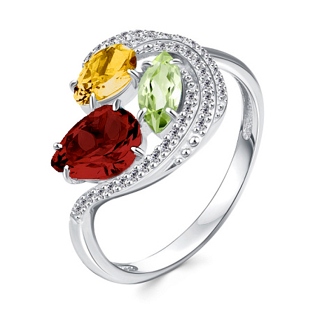 Серебряное кольцо с полудрагоценными камнями