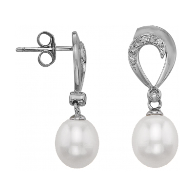 Серебряные cерьги пусеты (гвоздики) с жемчугом