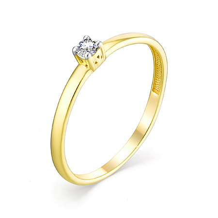 Кольцо из желтого золота с фианитом