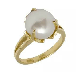 Кольцо из желтого золота с жемчугом