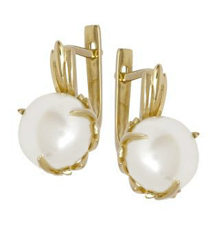 Серьги из желтого золота с жемчугом