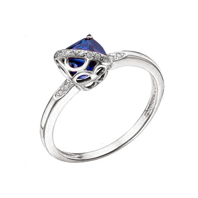 Серебряное кольцо с позолотой с сапфиром