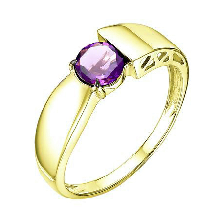 Кольцо из желтого золота с аметистом