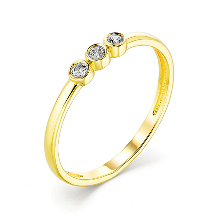 Кольцо из желтого золота с фианитом