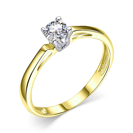 Кольцо из желтого золота с фианитом