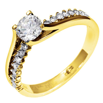 Кольцо из желтого золота с бриллиантом