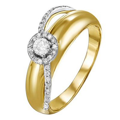 Кольцо из желтого золота с фианитом