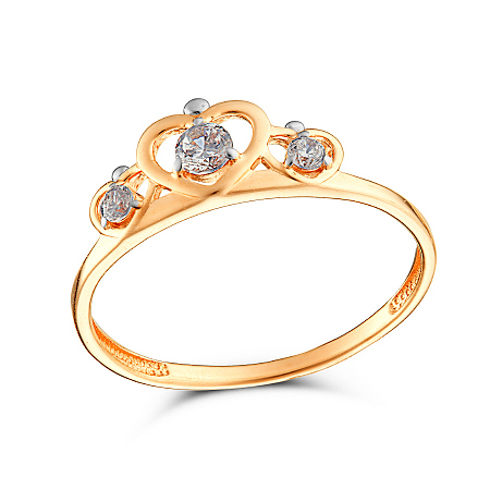 Серебряное кольцо с позолотой с фианитом