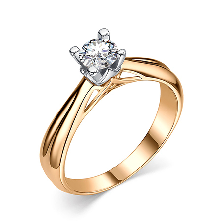 Серебряное кольцо с позолотой с фианитом