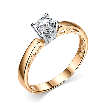 Серебряное кольцо с позолотой с фианитом