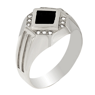 Печатка из серебра с фианитом