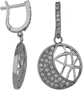 Серебряные cерьги висячие с фианитом