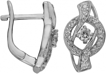 Серебряные cерьги классические с фианитом