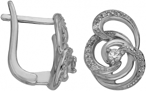 Серебряные cерьги классические с фианитом