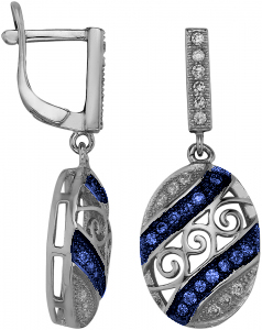 Серебряные cерьги висячие с фианитом