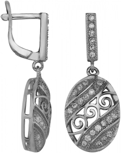 Серебряные cерьги висячие с фианитом