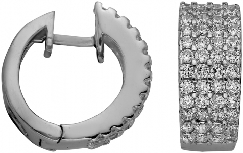 Серебряные cерьги классические с фианитом