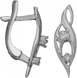 Серебряные cерьги классические с фианитом