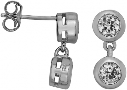 Серебряные cерьги пусеты (гвоздики) с фианитом