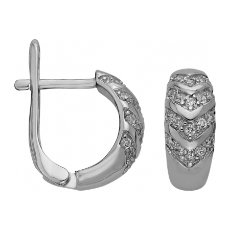 Серебряные cерьги классические с фианитом