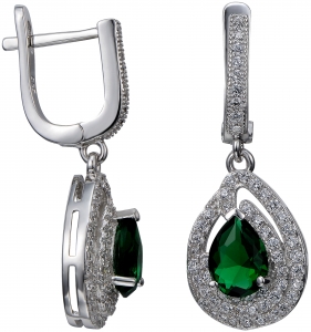 Серебряные cерьги висячие с фианитом