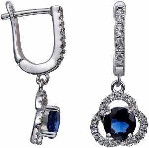 Серебряные cерьги висячие с фианитом