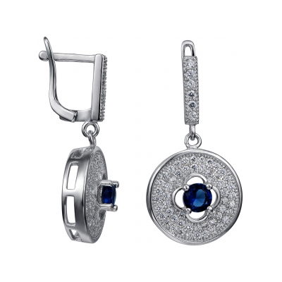 Серебряные cерьги висячие с фианитом