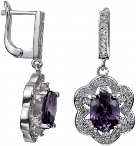 Серебряные cерьги висячие с фианитом