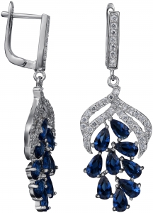 Серебряные cерьги висячие с фианитом