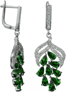 Серебряные cерьги висячие с фианитом